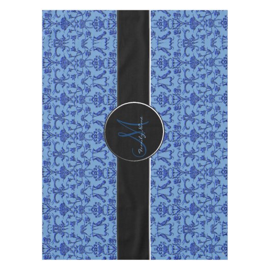  Florentine Damask (blauw) Tafelkleed (Voorkant)