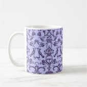  Florentine Damask (Monogram) (Lila) Koffiemok (Links)