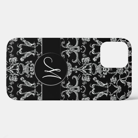 Florentine Damask (Monogram) (Wit) Case-Mate iPhone Case (Achterkant (horizontaal))