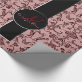 Florentine Damask (Red) (Monogram) Cadeaupapier (Hoek)