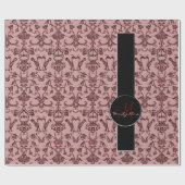 Florentine Damask (Red) (Monogram) Cadeaupapier (Vlak)