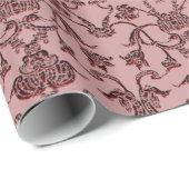 Florentine Damask (Red) (Monogram) Cadeaupapier (Rol Hoek)