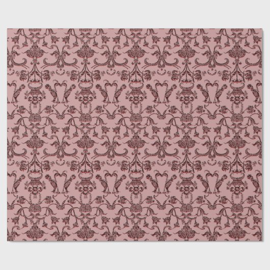  Florentine Damask (Rood) Cadeaupapier (Vlak)