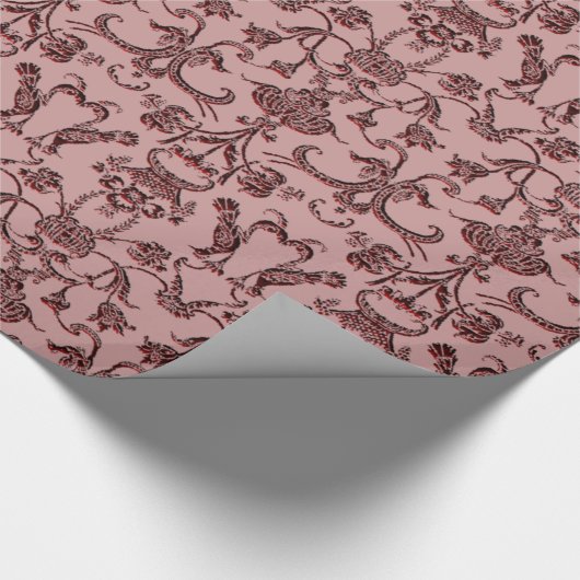  Florentine Damask (Rood) Cadeaupapier (Hoek)