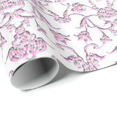  Florentine Damask (roze) Cadeaupapier (Rol Hoek)
