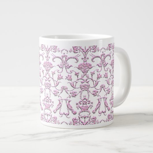  Florentine Damask (roze) Grote Koffiekop (Voorkant rechts)