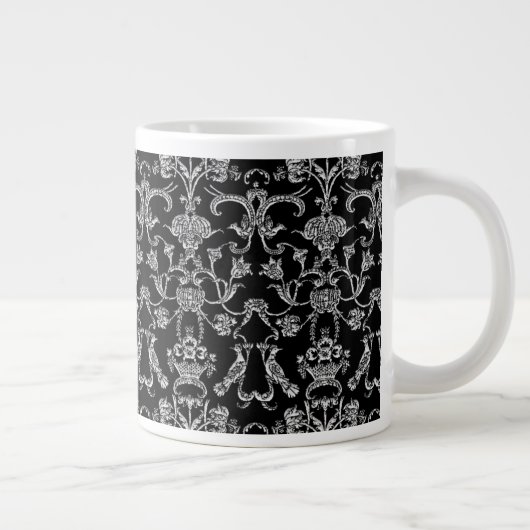 Florentine Damask (Wit) Grote Koffiekop (Rechts)