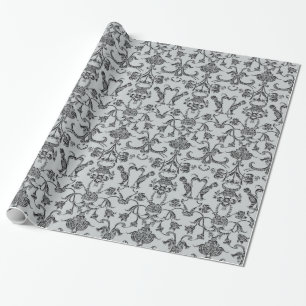  Florentine Damask (zwart) Cadeaupapier