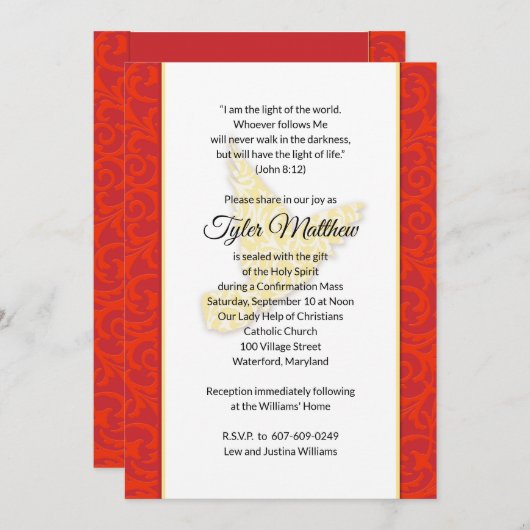 Florentine Dove Bevestiging Uitnodiging (Voorkant / Achterkant)