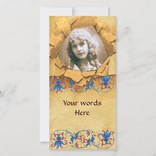 FLORENTINE FLORAL MOTIFS PARCHTIEFFOTO-TEMPLATE FEESTDAGENKAART (Voorkant)