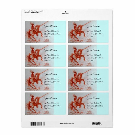 FLORENTINE KNIGHT OP HORSEBACK ETIKET (Full Sheet)