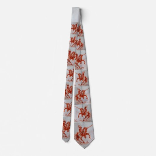 FLORENTINE KNIGHT OP HORSEBACK Grey Sepia Drawing Stropdas (Achterkant)