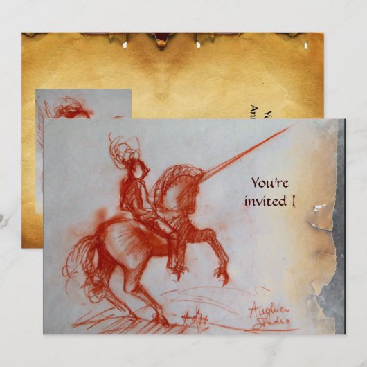 FLORENTINE KNIGHT OP HORSEBACK parchment Silver Kaart (Voorkant / Achterkant)
