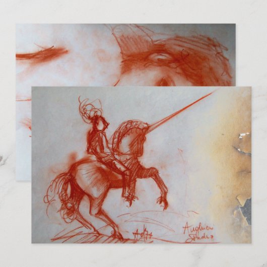 FLORENTINE KNIGHT OP HORSEBACK-perkamentijs Kaart (Voorkant / Achterkant)