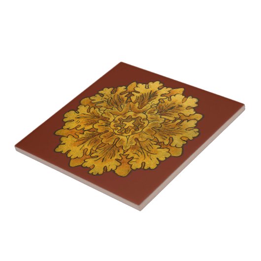 Florentine Oak Leaf Cluster Tile Tegeltje (Zijkant)
