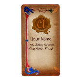 FLORENTINE PARCHMENT BROWN WAX SEAL MONOGRAM ETIKET (Voorkant)