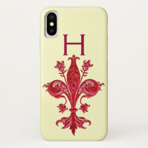 FLORENTINE RED LILY FLEUR DE LIS iPhone X HOESJE