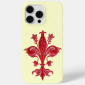 FLORENTINE RED LILY FLEUR DE LIS MONOGRAM Case-Mate iPhone CASE (Achterkant)