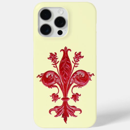 FLORENTINE RED LILY FLEUR DE LIS MONOGRAM Case-Mate iPhone CASE (Achterkant)