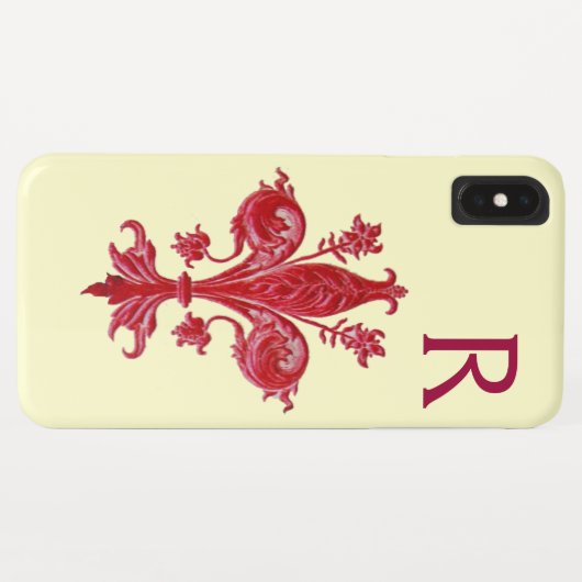 FLORENTINE RED LILY FLEUR DE LIS MONOGRAM Case-Mate iPhone CASE (Achterkant (horizontaal))