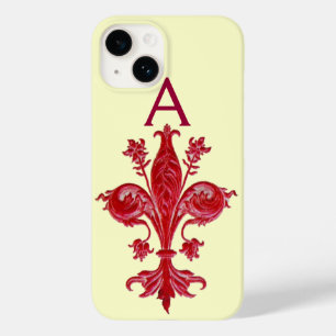 FLORENTINE RED LILY FLEUR DE LIS MONOGRAM Case-Mate iPhone CASE