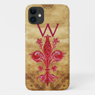 FLORENTINE RED LILY FLEUR DE LIS PARCHMENT iPhone 11 HOESJE