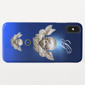 FLORENTINE RENAISSANCE ANGEL Blue Gem Monogram Case-Mate iPhone Case (Achterkant (horizontaal))