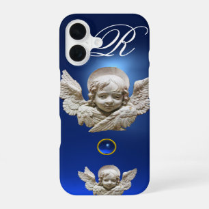 FLORENTINE RENAISSANCE ANGEL Blue Gem Monogram iPhone 16 Hoesje