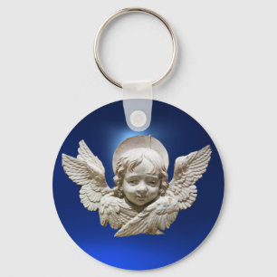 FLORENTINE RENAISSANCE ANGEL, Blue Sapphire Gem Sleutelhanger