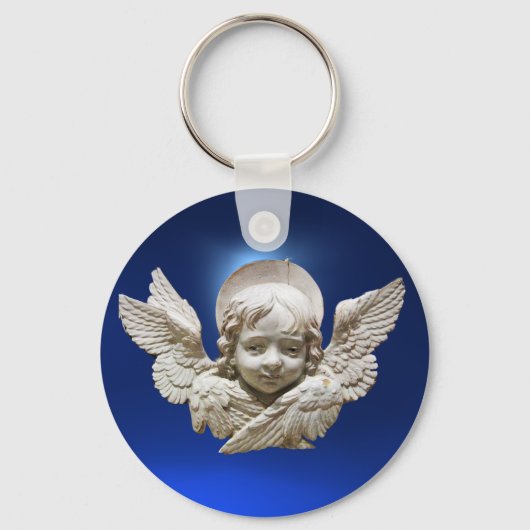 FLORENTINE RENAISSANCE ANGEL, Blue Sapphire Gem Sleutelhanger (Voorkant)