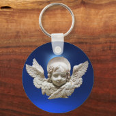 FLORENTINE RENAISSANCE ANGEL, Blue Sapphire Gem Sleutelhanger (Voorkant)