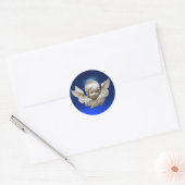 FLORENTINE RENAISSANCE ANGEL Blue White Kerstmis Ronde Sticker (Envelop)