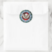 FLORENTINE RENAISSANCE ANGEL FLORAL CROWN BLUE RED RONDE STICKER (Tas)