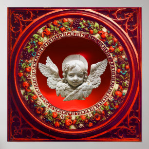 FLORENTINE RENAISSANCE ANGEL MET RED FLORAL CROWN POSTER