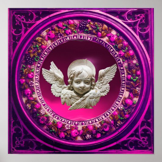 FLORENTINE RENAISSANCE ANGEL PINK FLORAL CROWN POSTER (Voorkant)