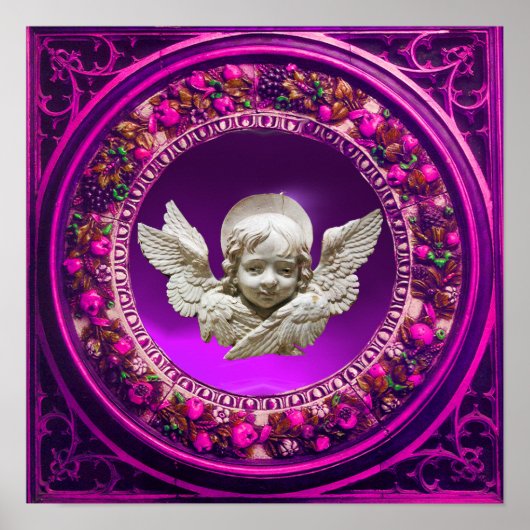 FLORENTINE RENAISSANCE ANGEL PINK FLORAL CROWN POSTER (Voorkant)