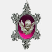 FLORENTINE RENAISSANCE ANGEL, Pink Fuchsia Amethys Tin Sneeuwvlok Ornament (Links)