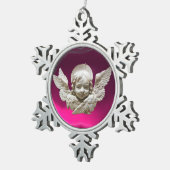 FLORENTINE RENAISSANCE ANGEL, Pink Fuchsia Amethys Tin Sneeuwvlok Ornament (Rechts)