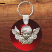 FLORENTINE RENAISSANCE ANGEL, Red Ruby Gem Sleutelhanger (Voorkant)