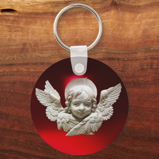 FLORENTINE RENAISSANCE ANGEL, Red Ruby Gem Sleutelhanger (Voorkant)