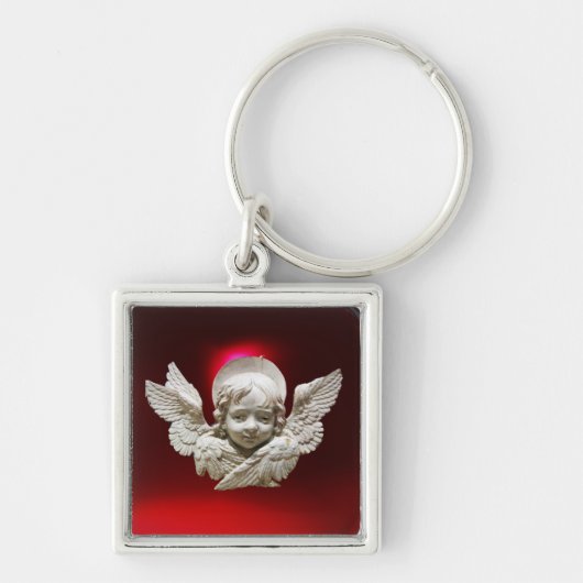 FLORENTINE RENAISSANCE ANGEL, Red Ruby Gem Sleutelhanger (Voorkant)