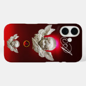 FLORENTINE RENAISSANCE ANGEL Red Ruby Monogram Case-Mate iPhone Case (Achterkant (horizontaal))