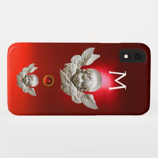 FLORENTINE RENAISSANCE ANGEL Red Ruby Monogram Case-Mate iPhone Case (Achterkant (horizontaal))