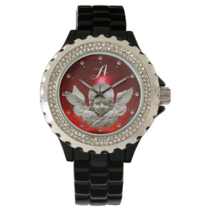 FLORENTINE RENAISSANCE ANGEL, Red Ruby Monogram Horloge