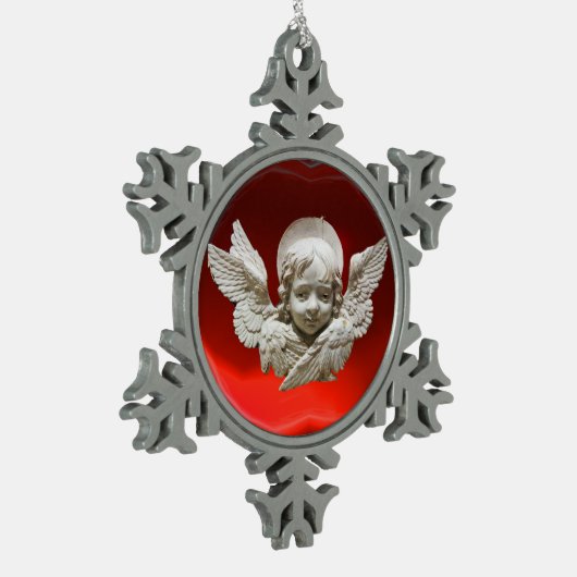 FLORENTINE RENAISSANCE ANGEL, Red Ruby Tin Sneeuwvlok Ornament (Links)