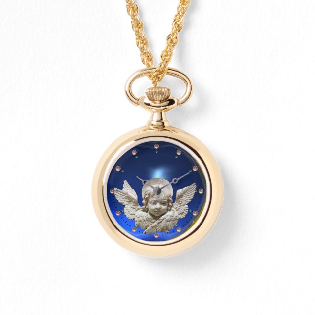 FLORENTINE RENAISSANCE ANGEL, saffier blauw Horloge (Voorkant)
