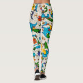 FLORENTINE RENAISSANCE BLUE FLORAL SWIRLS, FLOWERS LEGGINGS (Achterkant)