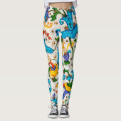 FLORENTINE RENAISSANCE BLUE FLORAL SWIRLS, FLOWERS LEGGINGS (Voorkant)