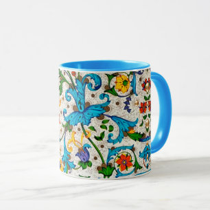 FLORENTINE RENAISSANCE BLUE FLORAL SWIRLS, FLOWERS MOK