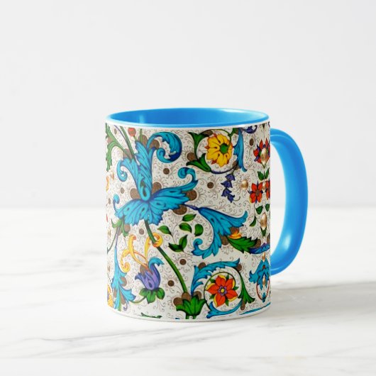FLORENTINE RENAISSANCE BLUE FLORAL SWIRLS, FLOWERS MOK (Voorkant rechts)